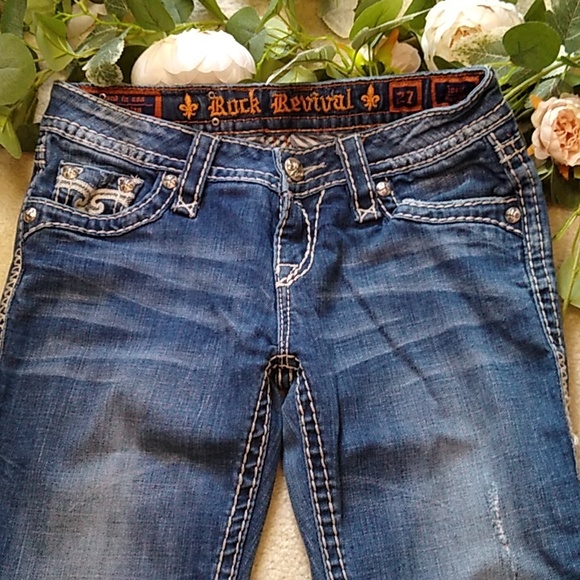 Rock Revival jeans with decorative pockets, distressing and extra stitching, - Picture 7 of 12